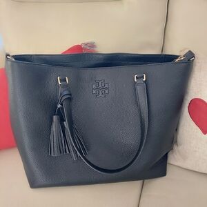 Tory Burch Thea Black Leather Tote Bag